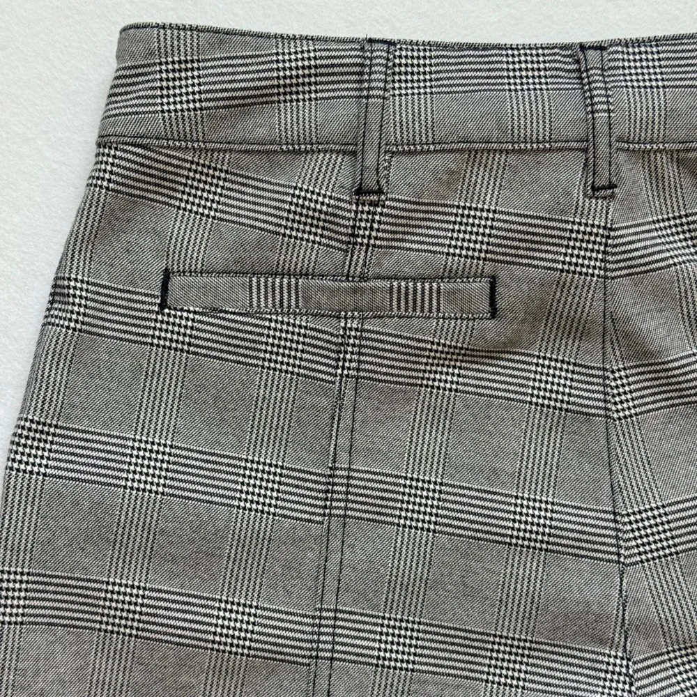 Free‎ People High Rise Grey Trousers Pants Size 10 Glen Plaid Belted Slim Preppy